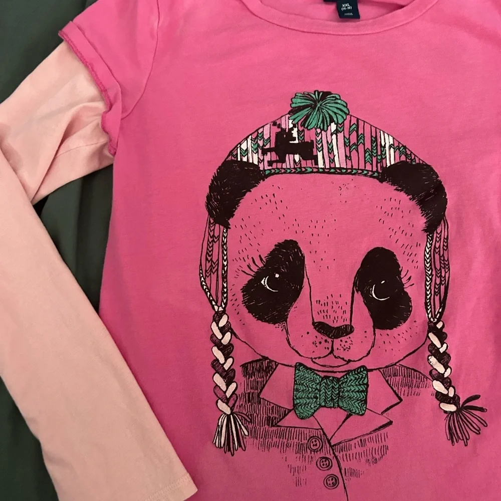 GAPkids Pink Panda Graphic Long-Sleeve Tee